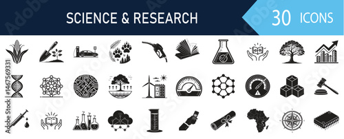 Science & Research: 30 Vector Icon Set for Education and Technology