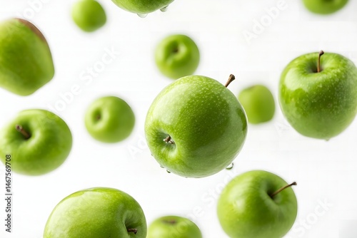 Wallpaper Mural Juicy Green Apples Falling Fresh Fruit Background Torontodigital.ca