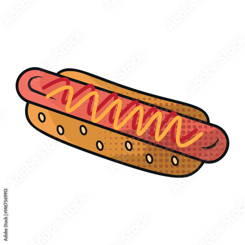 Hotdog with mustard style. Vector