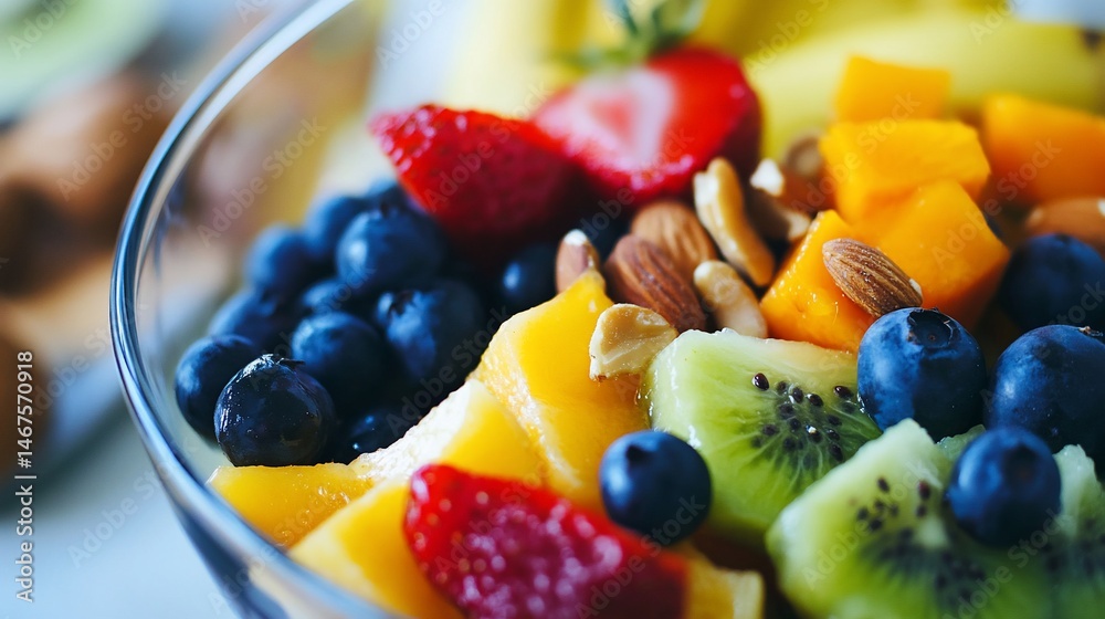 Delicious and colorful fruit salad with fresh berries and mixed fruits Delicious and colorful fruit salad with fresh berries and mixed fruits