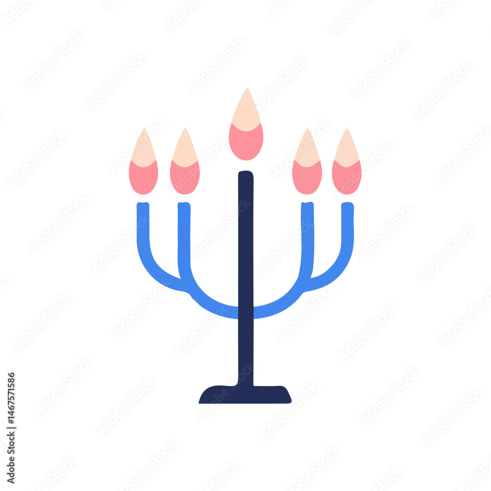 Flat vector Hanukkah Menorah, minimalist design, isolated on a white background. Flat vector Hanukkah Menorah, minimalist design, isolated on a white background.