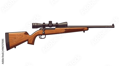 Professional cartoon vector illustration of a hunting rifle for design projects