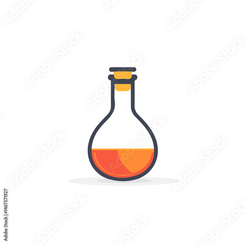Flat vector Laboratory Flask, minimalist design, isolated on a white background.