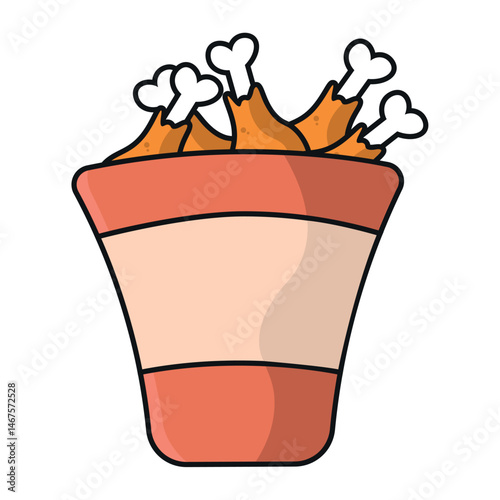 Bucket fried chicken pop. Vector