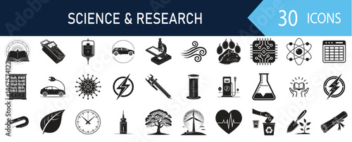 Science & Research: 30 Vector Icon Set for Education and Technology