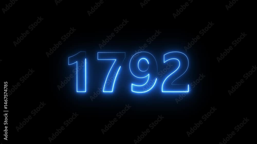 1792 neon line text. Abstract 1792 neon text animation, Glowing neon number text background 4k video animation .neon video isolated on black background. 1792 neon line text. Abstract 1792 neon text animation, Glowing neon number text background 4k video animation .neon video isolated on black background.
