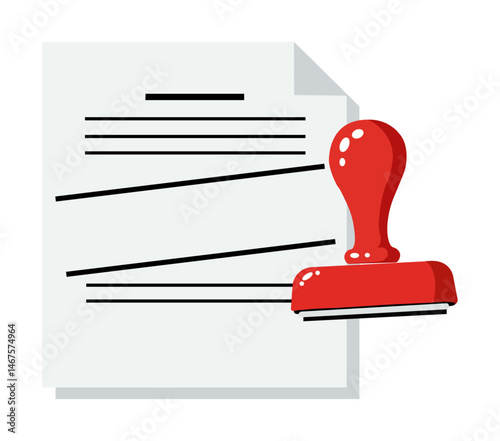 Document with Red Stamp - Approved Paperwork Icon Illustration
