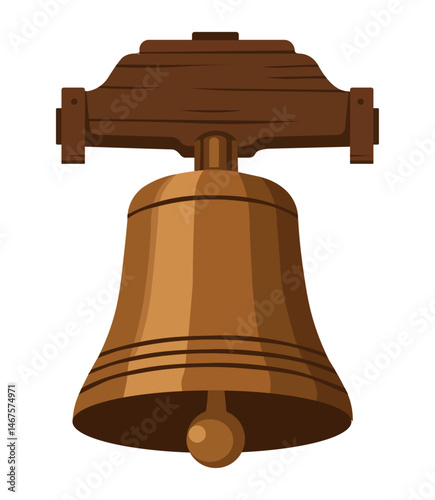 Bronze Liberty Bell - Freedom and History Icon Vector