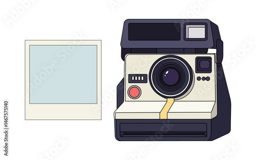 Instant Camera and Frame - Photography Snapshot Device Vector