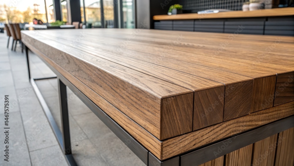 Naklejka premium Crafting a minimalist maple wooden surface contemporary industrial design urban setting polished background