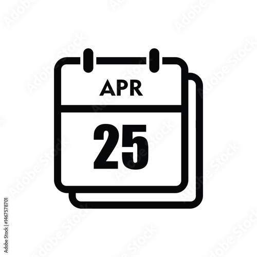 calender icon, 25 april icon with white background