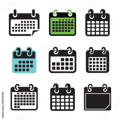 modern black silhouette of a calendar icon, ideal for UI/UX designs, scheduling apps, infographics, and business presentations. High-resolution and scalable vector format.