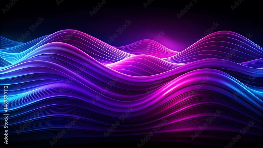 Obraz premium Purple abstract wave background modern design with copy space. Blue purple abstract dynamic wave on black background grainy vibrant color flow banner design poster cover header. Futuristic background