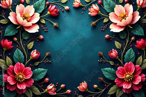 Intricate floral tapestry wallpaper, rich jewel tones, texture, art, luxury