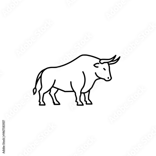 Simple black outline of a bull, strong animal representation