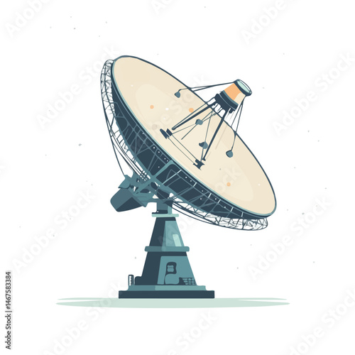 Flat vector Radio Telescope, minimalist design, isolated on a white background.