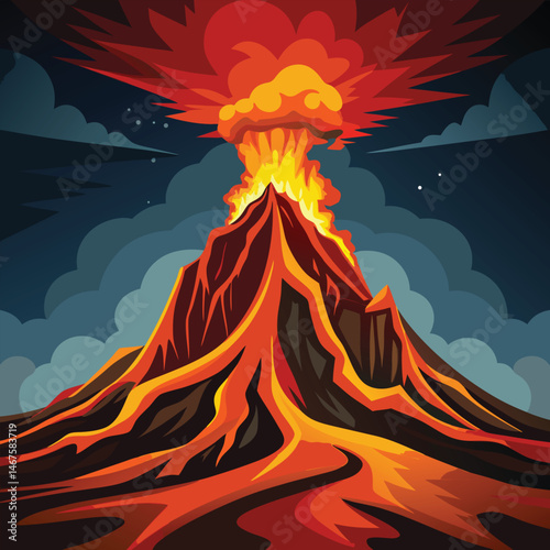 fire on the mountain vector illustration