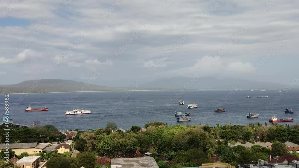 the atmosphere of the Banyuwangi sea or the Bali Strait during the day