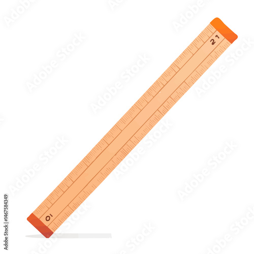 Ruler Flat vector, minimalist design, isolated on a white background.
