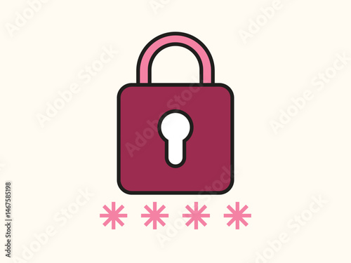 Flat style password icon with lock and asterisks