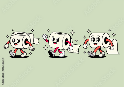 Retro character design from toilet paper