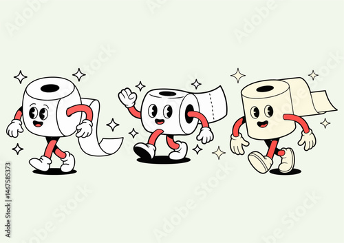 Retro character design from toilet paper