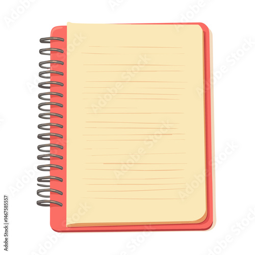 Notebook Flat vector, minimalist design, isolated on a white background.