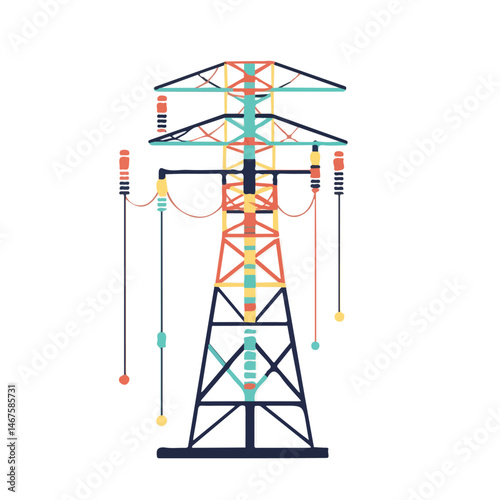 Flat vector Smart Grid, minimalist design, isolated on a white background.