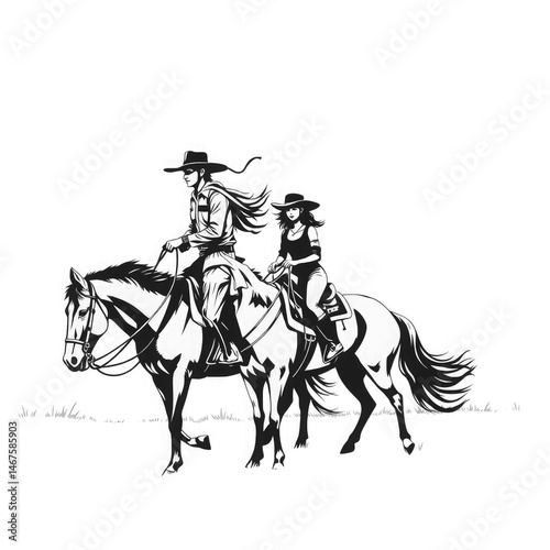 Wallpaper Mural cowboy and cowgirl riding horse with transparent background PNG and JPEG image Torontodigital.ca