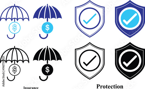 Insurance and Assurance colorful icon set. Editable Set of Insurance and Assurance web icons in fill style. High quality business icon set of Insurance