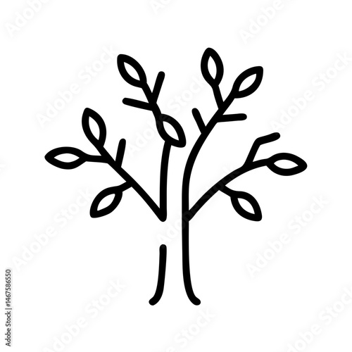 narrow needle tree on transparent background for web and graphic design