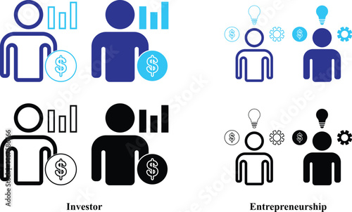 A business investor icon set. Stakeholders Icon. Set of Business icon with shareholder and Entrepreneurship. Equal Partnership, Investor business symbol.
