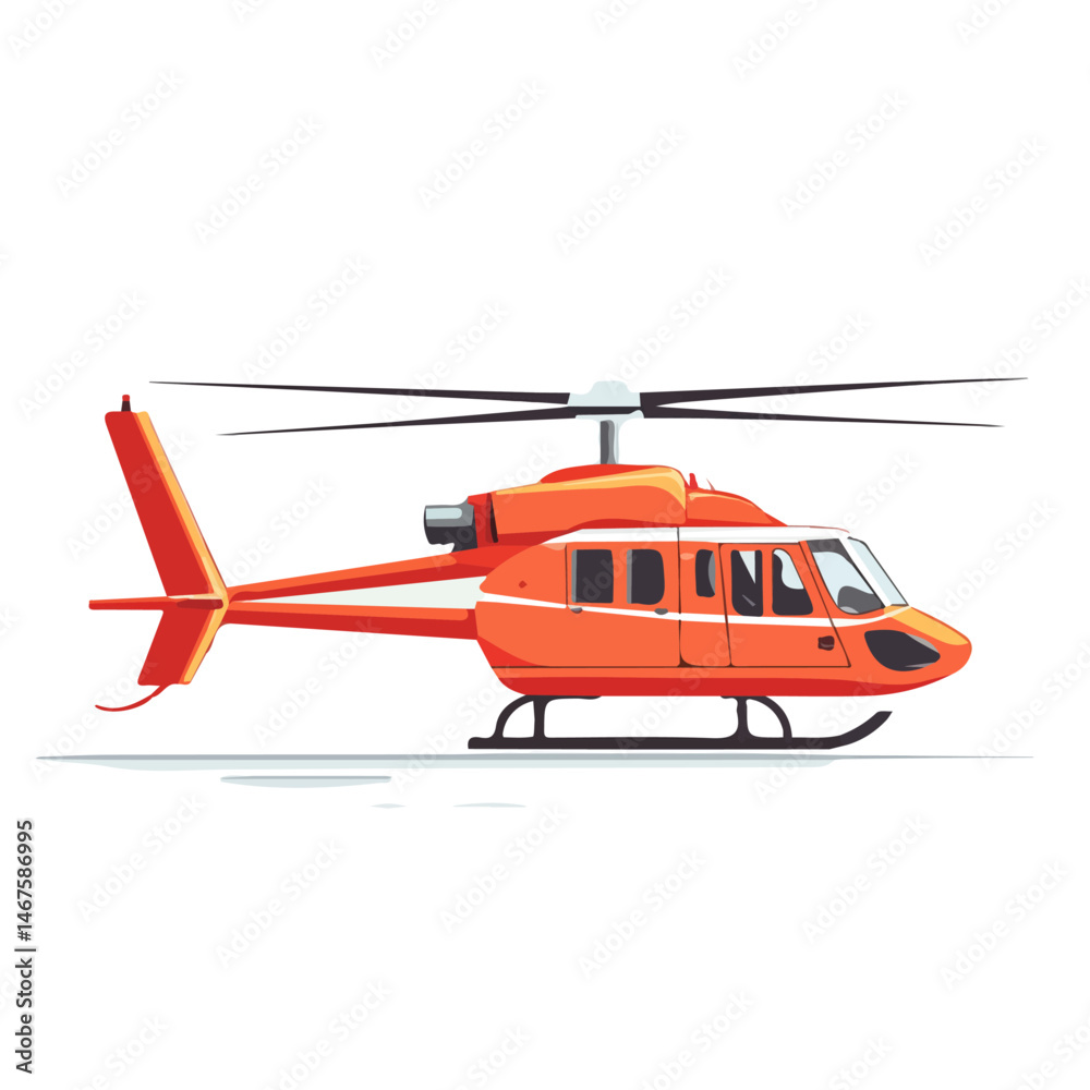Flat vector Rescue Helicopter, minimalist design, isolated on a white background. Flat vector Rescue Helicopter, minimalist design, isolated on a white background.