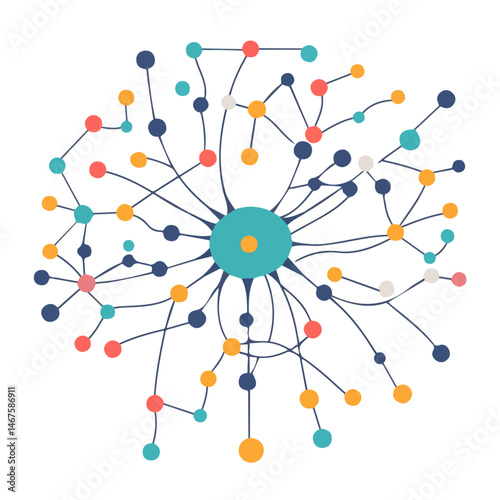 Neural Network Diagram Flat vector, minimalist design, isolated on a white background.