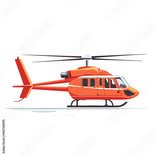 Flat vector Rescue Helicopter, minimalist design, isolated on a white background.