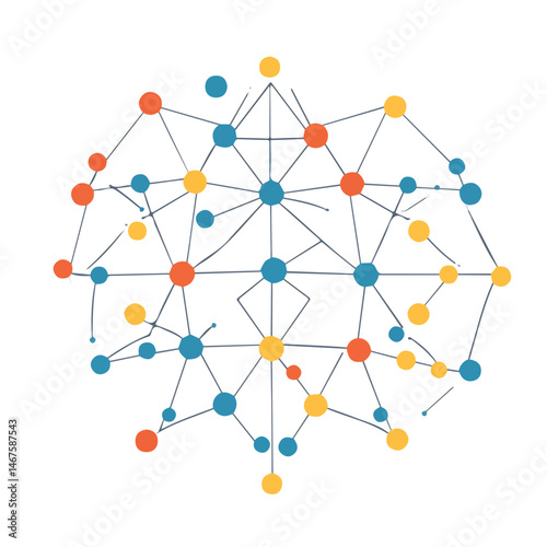 Neural Network Diagram Flat vector, minimalist design, isolated on a white background.