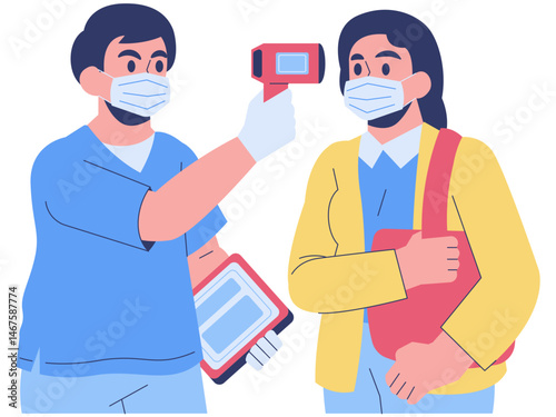 Medical Worker Checking Temperature