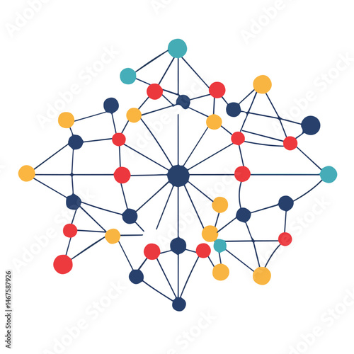 Flat vector Neural Network Diagram, minimalist design, isolated on a white background.