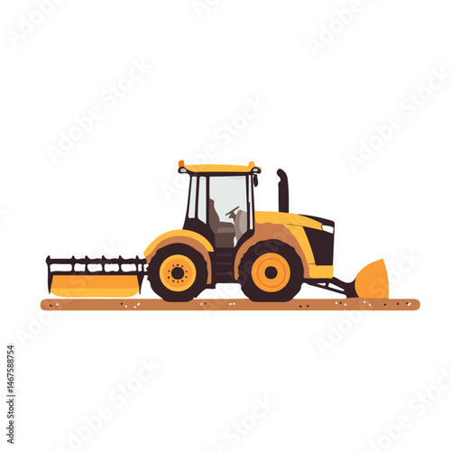 Plowing Flat vector, minimalist design, isolated on a white background.