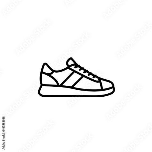 Minimalistic black outline of a sneaker, simple design, casual footwear representation