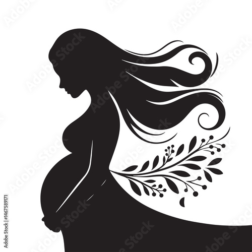 Expecting Mother with Baby Silhouette – Graceful Pregnancy Illustration