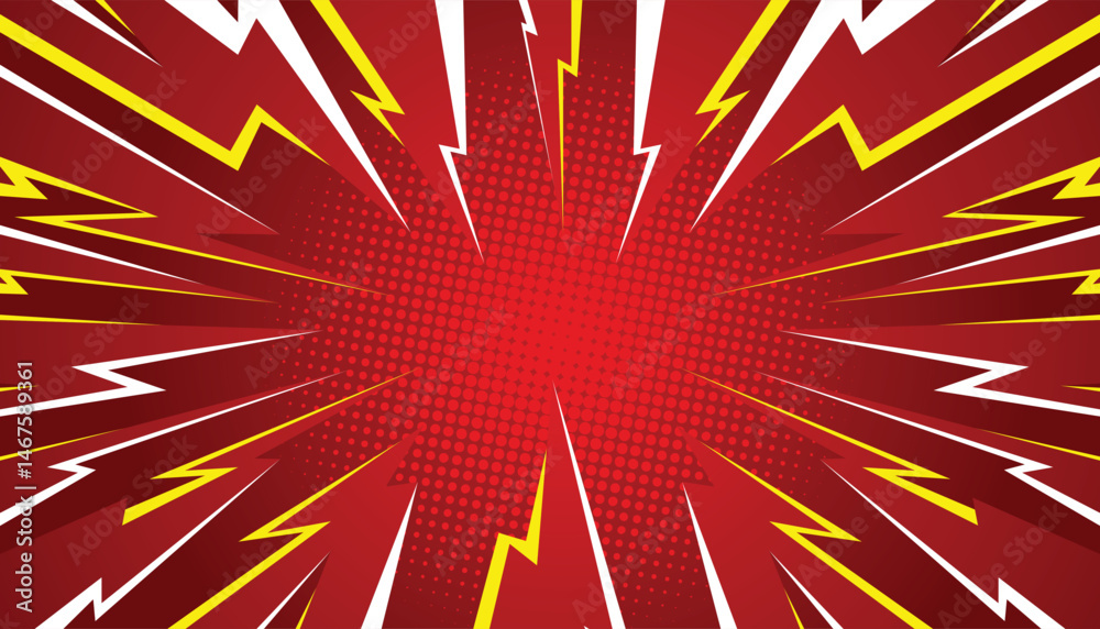 Red thunder Pop Art Comic Background