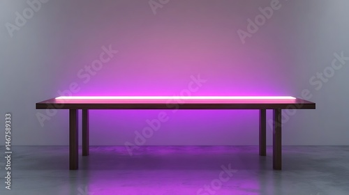 Empty table with purple light