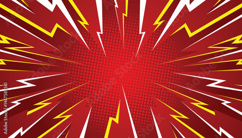 Red thunder Pop Art Comic Background