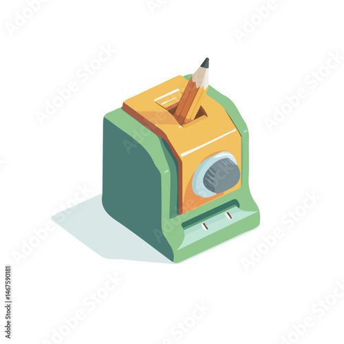 Flat vector Pencil Sharpener, minimalist design, isolated on a white background.