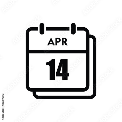 calender icon, 14 april icon with white background