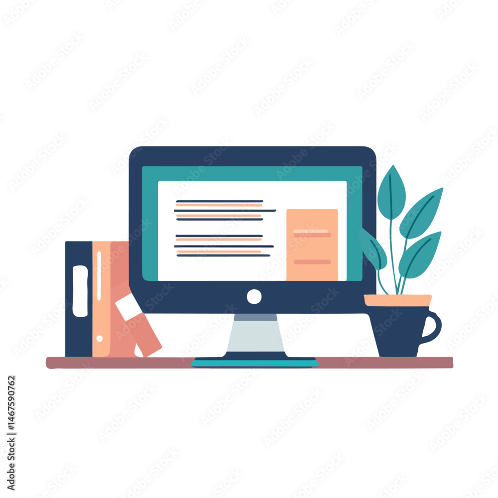 Online Course Flat vector, minimalist design, isolated on a white background. Online Course Flat vector, minimalist design, isolated on a white background.
