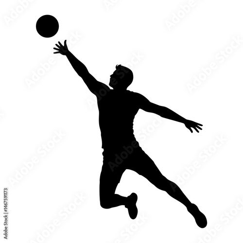 Dynamic Silhouette of a Volleyball Player in Action  A Powerful Image for Sports Designs