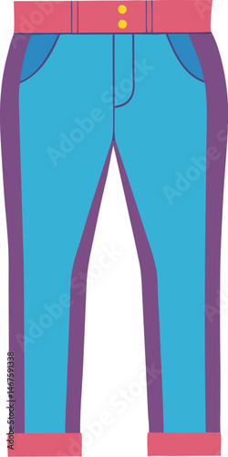 A stylish vector art illustration featuring trendy skinny jeans, showcasing modern fashion with clean lines, vibrant colors, and detailed design elements