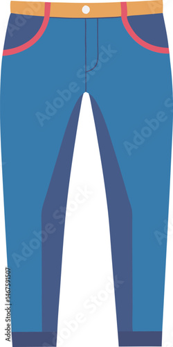 A stylish vector art illustration featuring trendy skinny jeans, showcasing modern fashion with clean lines, vibrant colors, and detailed design elements